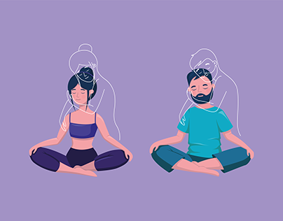 Design of a meditation app. Illustrations