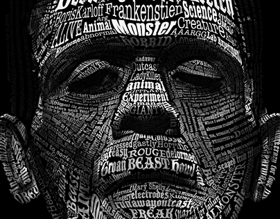 Boris Karloff as the Frankenstien monster typography