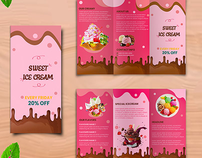 A4 Tri-fold Brochure Design for Ice-cream