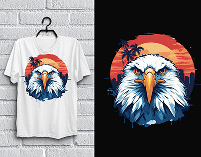 Patriotic Retro Sunset Bald Eagle T-shirt Design