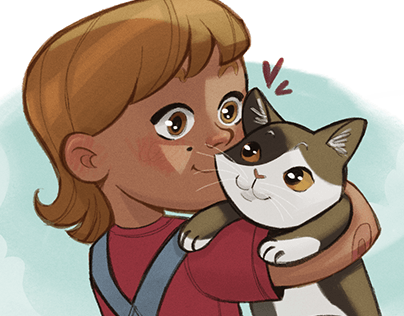 A menina e o gato | Ilustração infantil