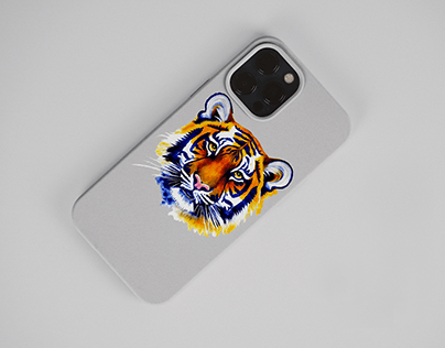 Tiger Painting On a Iphone Mockup