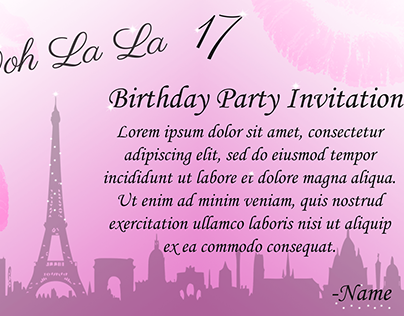 An invitation for a themed birthday party-Paris