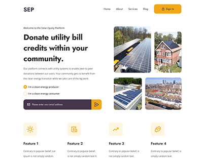 Landing page design for solar energy sharing platform