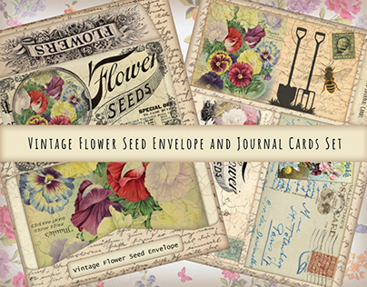 Vintage Flower Seed Envelope Set