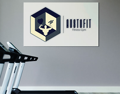 Isometric logo presentation - AUSTOFIT Fitness gym