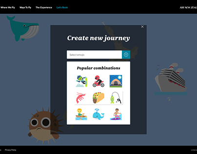 Air New Zealand Emoji Planner UI web / mobile / tablet