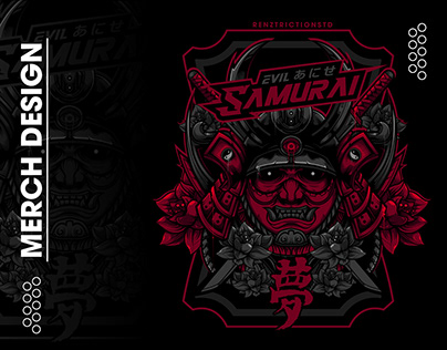 Evil Samurai T-shirt Design Illustration