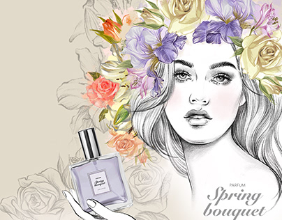 Beauty magazine cover parfum advertizing and webdesign