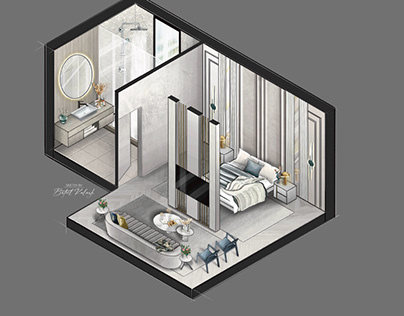 axonometry master room sketch