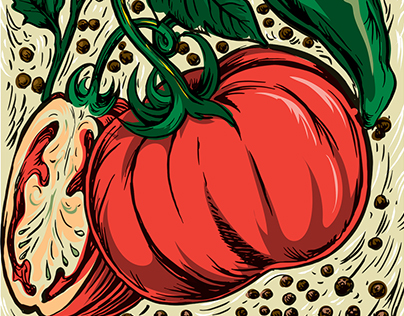 Food container label illustration