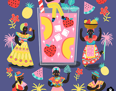 Cuban Peach Mojito Illustration and Pattern Design