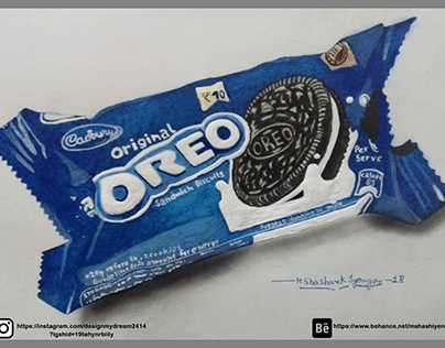 Oreo Biscuit (Pencil Color and Blue Gel Pen)