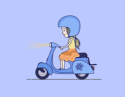 Cute Girl Scooter Animation