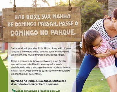 Anúncio Prefeitura de Itu - Domingo no Parque