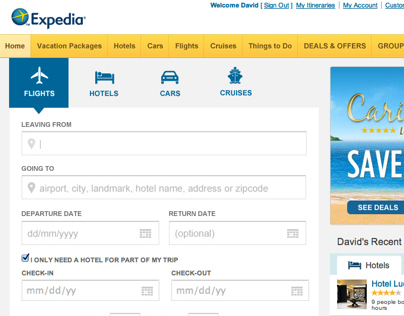Expedia Homepage 2012
