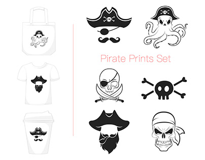 Pirates set for printing on fabric.