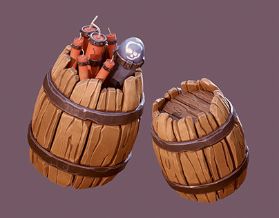 Stylized 3D Pirate's barrel with a explosive stuff
