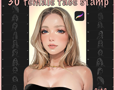 Procreate Female face stamp (set-2)