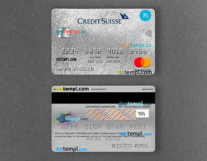 Switzerland Credit Suisse bank mastercard template