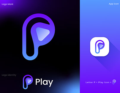 Modern P Letter Logo, Letter P + Play icon