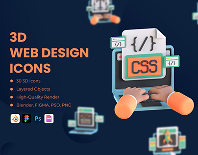3D Web Design Icons
