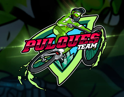 Mountain Bike Team - Skull Bike Rider Cartoon Logo