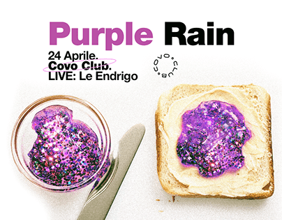 flyer for PURPLE RAIN party @ Covo Club, Bologna
