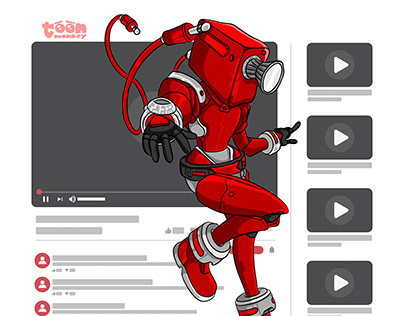 Youtube Robot Character Design/ Vector Illustration