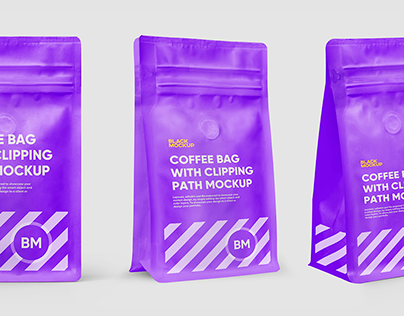 Coffee bag with clipping path mockup