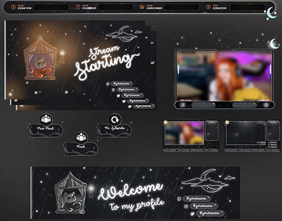 Night scenery Twitch overlays / Full Twitch package