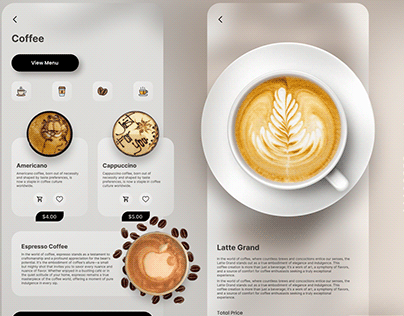 Coffee Shop Glass morphic Landing Page Design.