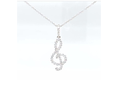 Treble Clef Necklace Diamond by Elgrissy Diamonds