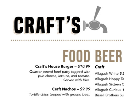 CRAFT’S | Craft Beer & Sports Bar Menu