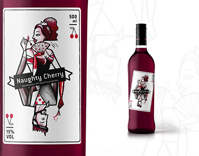 Label design for a Cherry liqueur bottle