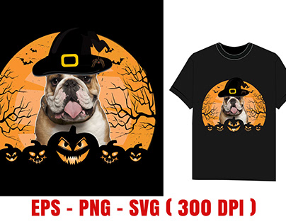 American bulldog Witch Hat Dogs Halloween T-Shirt