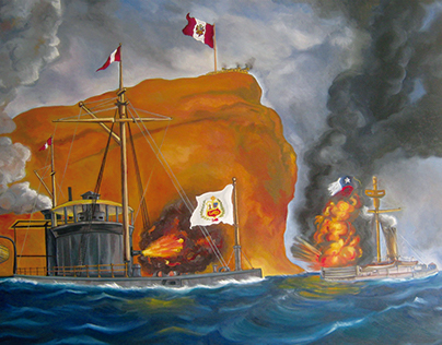 Pintura al Oleo-Combate Naval de Arica