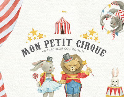 Toy Animal Circus Watercolor Clipart