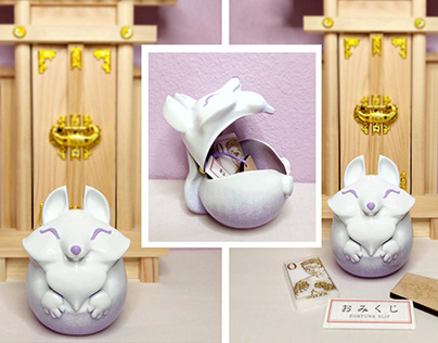 Rhino 3D Printed Kitsune Gashapon Toy Capsule