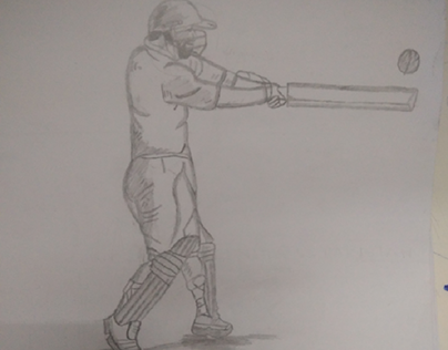 sketch of a batsman