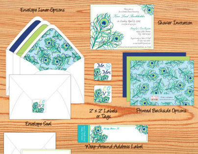 Peacock Themed Bridal Shower Stationery Set