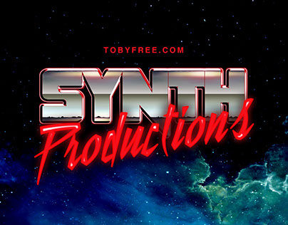 80s Synthwave Logo Photoshop PSD Text Mockup