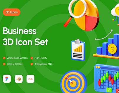 Business 3D Icon Set