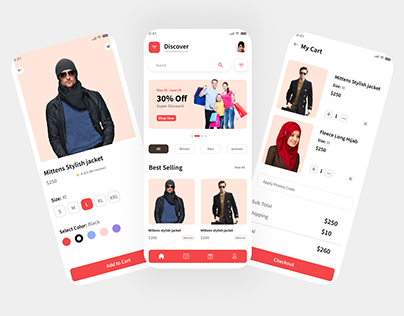 Fashion mobile app design. Online fashion store app