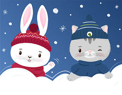 Winter little animals. Characters design