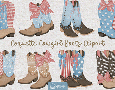 Coquette Cowgirl Boots 4th of July Theme