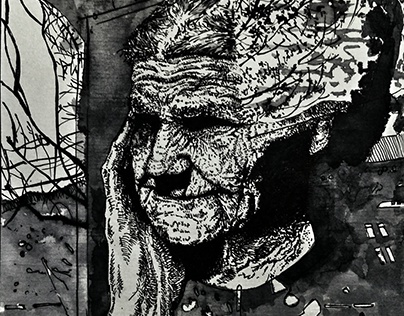 old face - pen drawing