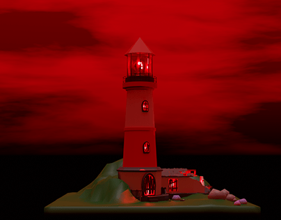 Low poly haunted lighthouse