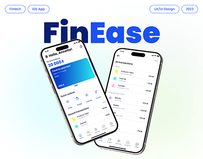 FinEase - iOS app design | Fintech app | Mobile UI/UX