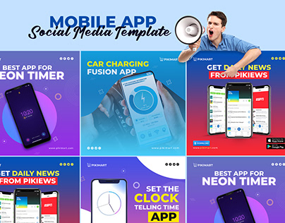Mobile App Social Media Post Template Design